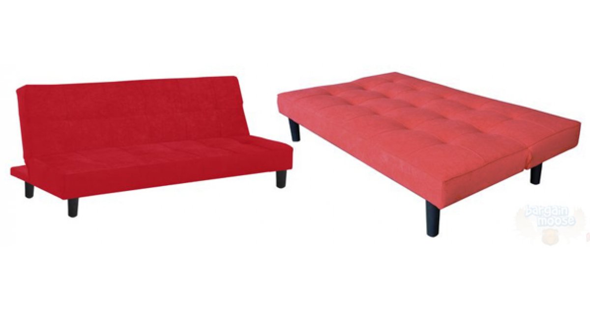 tufted futon sofa bed red