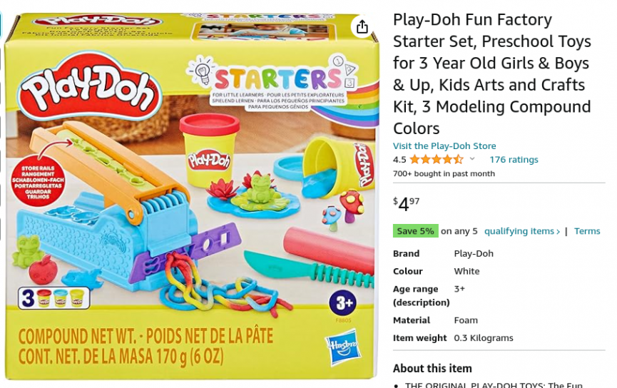  Play-Doh Fun Factory Starter Set $4.97 @ Amazon